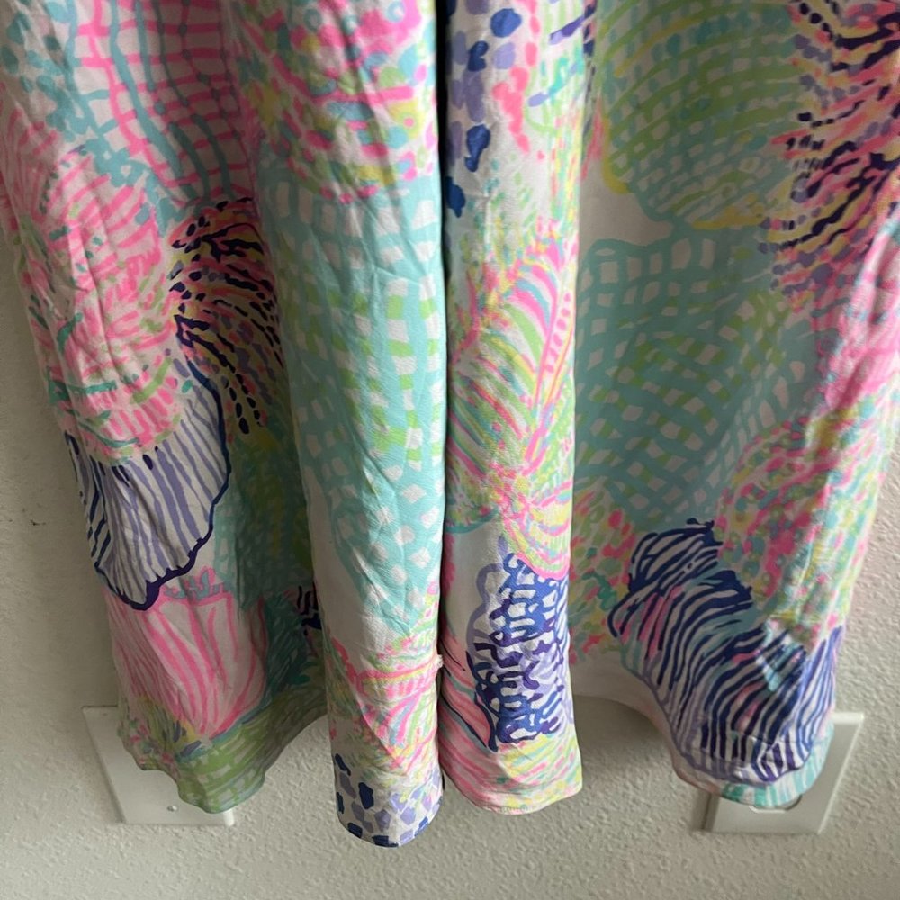 Lilly Pulitzer Clara Multi Roar of The Seas Asymmetric Hem Slip Dress Size S - Picture 2 of 12